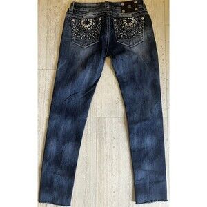 Miss Me Jeans Slim Signature Rise Sz 28 Embellished Rhinestone Boho, Cowgirl